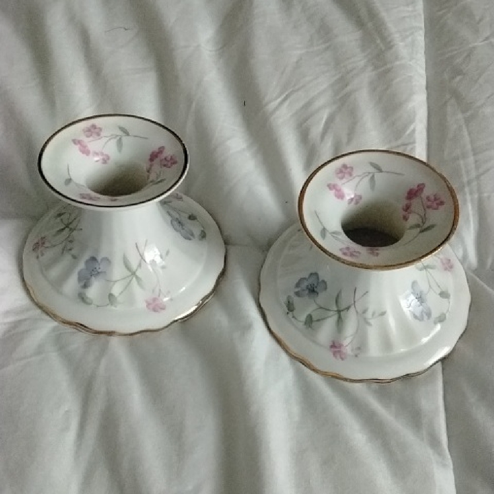 Victoria China. Candle Holders.